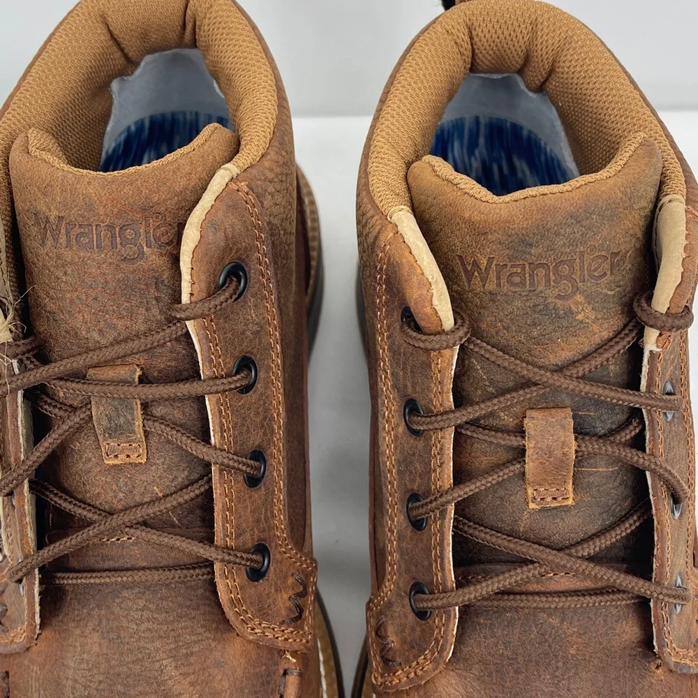 Wrangler Men's Brown Leather Chukka Moc Toe Boots SIZE 8 M NWT